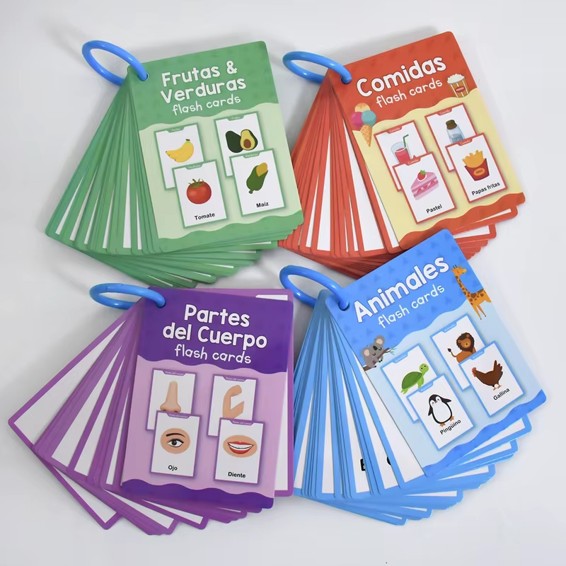 Spanish Vocabulary Learning Flashcards Words Cognitive Cards Educational for Preschool Kindergarten Language Learning Tools