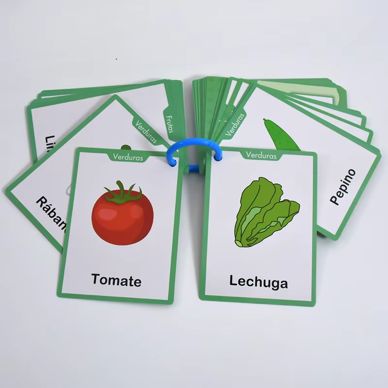 Spanish Vocabulary Learning Flashcards Words Cognitive Cards Educational for Preschool Kindergarten Language Learning Tools