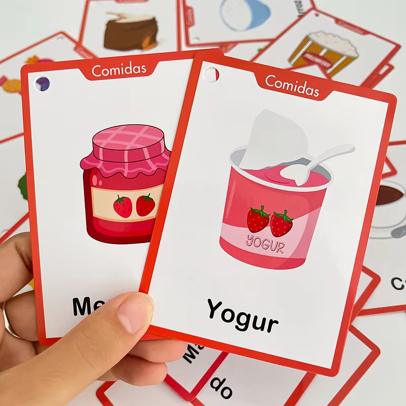Spanish Vocabulary Learning Flashcards Words Cognitive Cards Educational for Preschool Kindergarten Language Learning Tools