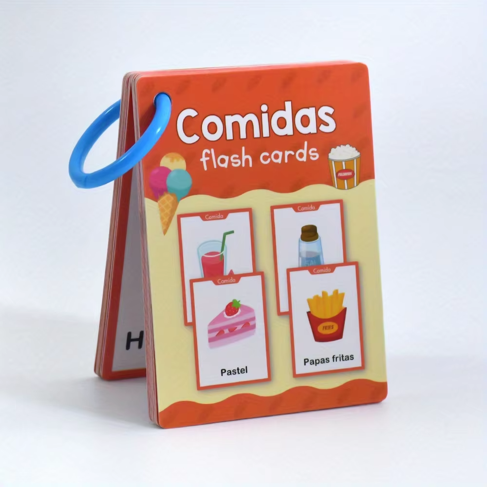Spanish Vocabulary Learning Flashcards Words Cognitive Cards Educational for Preschool Kindergarten Language Learning Tools