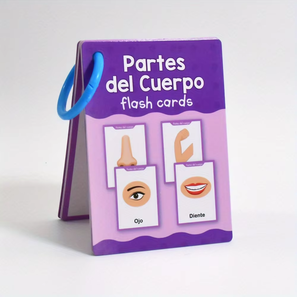 Spanish Vocabulary Learning Flashcards Words Cognitive Cards Educational for Preschool Kindergarten Language Learning Tools