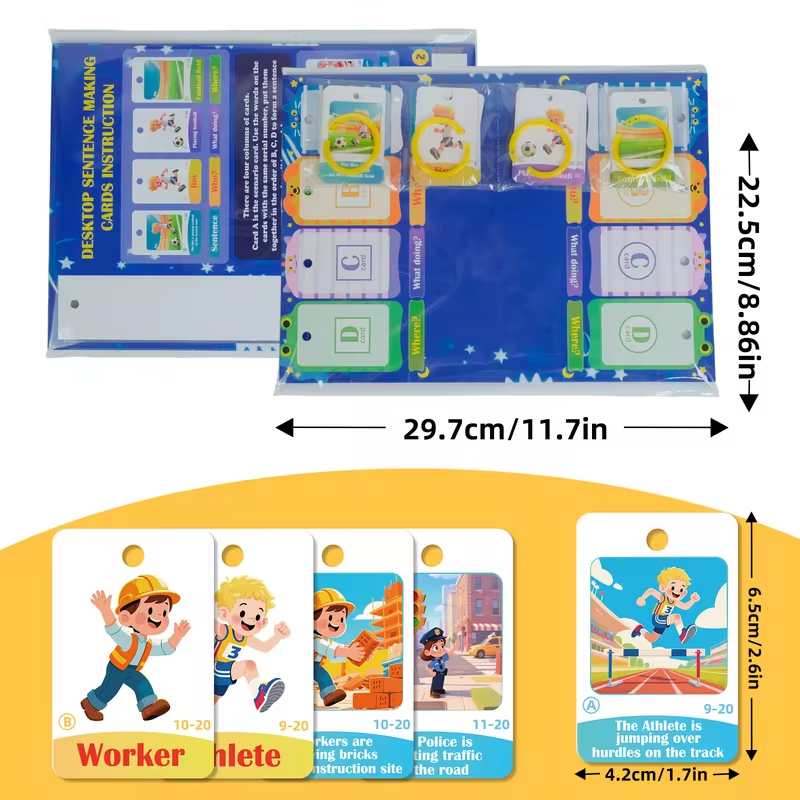 Sentence Building English Flashcards Who What Doing & Where Sentence Combinations Learning Cards Homeschool Teaching Resource