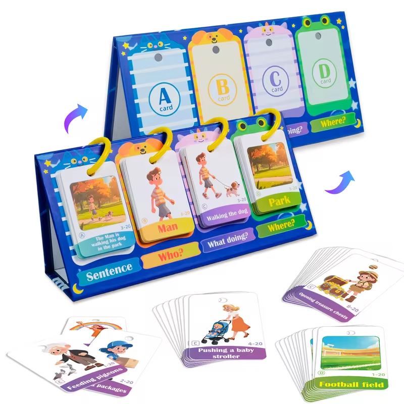 Sentence Building English Flashcards Who What Doing & Where Sentence Combinations Learning Cards Homeschool Teaching Resource