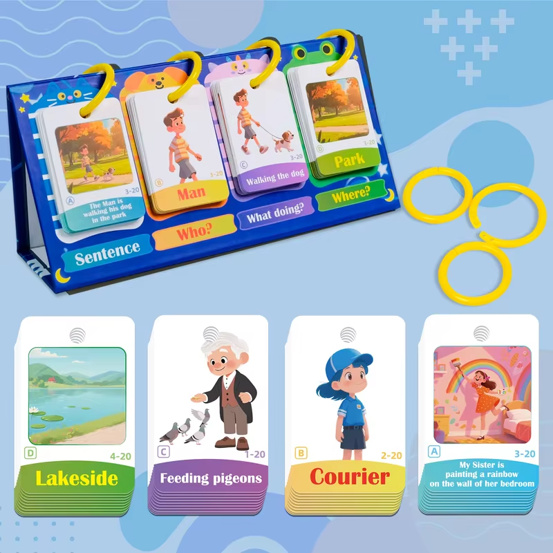 Sentence Building English Flashcards Who What Doing & Where Sentence Combinations Learning Cards Homeschool Teaching Resource