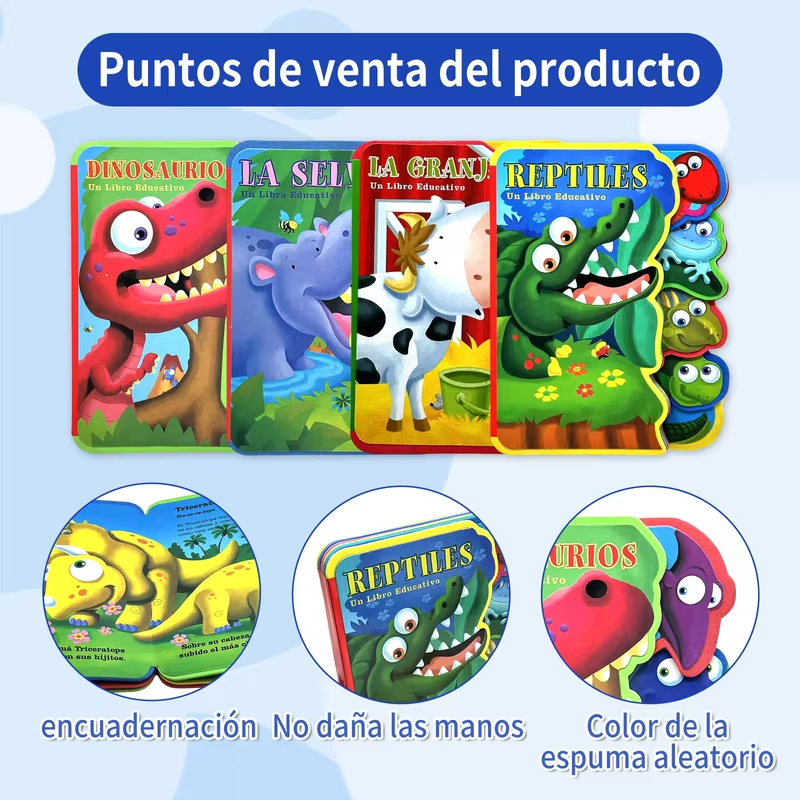 1 Spanish educational picture book (12cm x 15.8cm) — made of EVA material, designed to help enhance cognitive skills