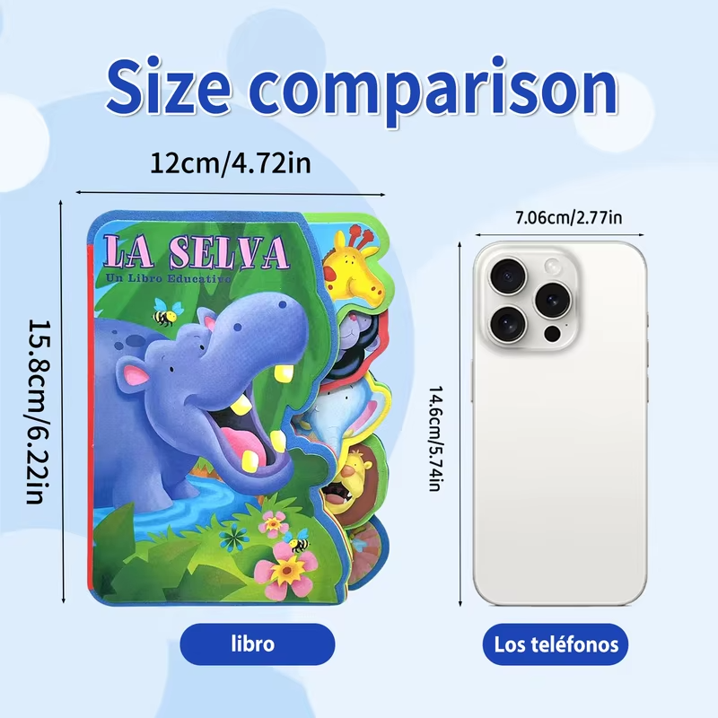 1 Spanish educational picture book (12cm x 15.8cm) — made of EVA material, designed to help enhance cognitive skills