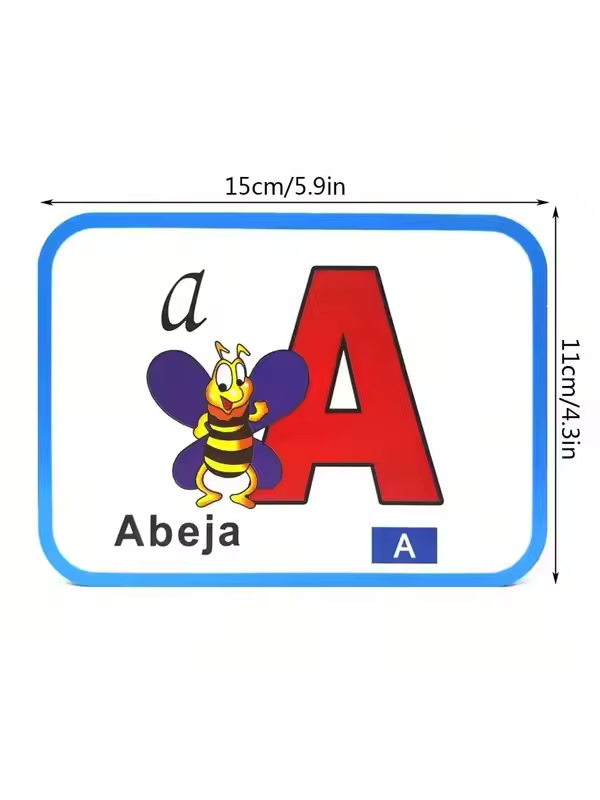 28 Spanish alphabet learning cards (15cm x 11cm) Exquisite illustration teaching cards can improve cognitive learning ability