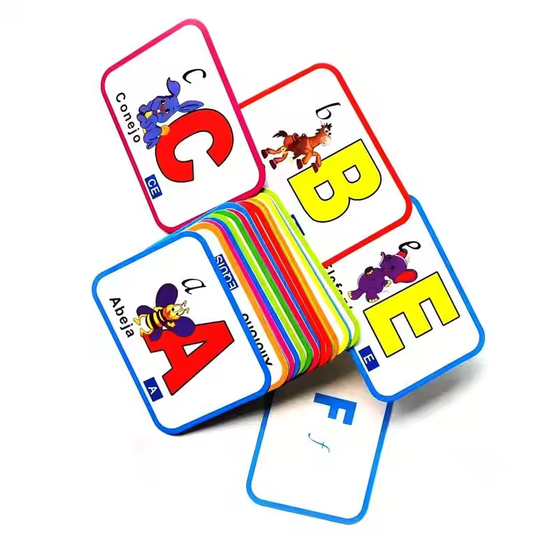 28 Spanish alphabet learning cards (15cm x 11cm) Exquisite illustration teaching cards can improve cognitive learning ability