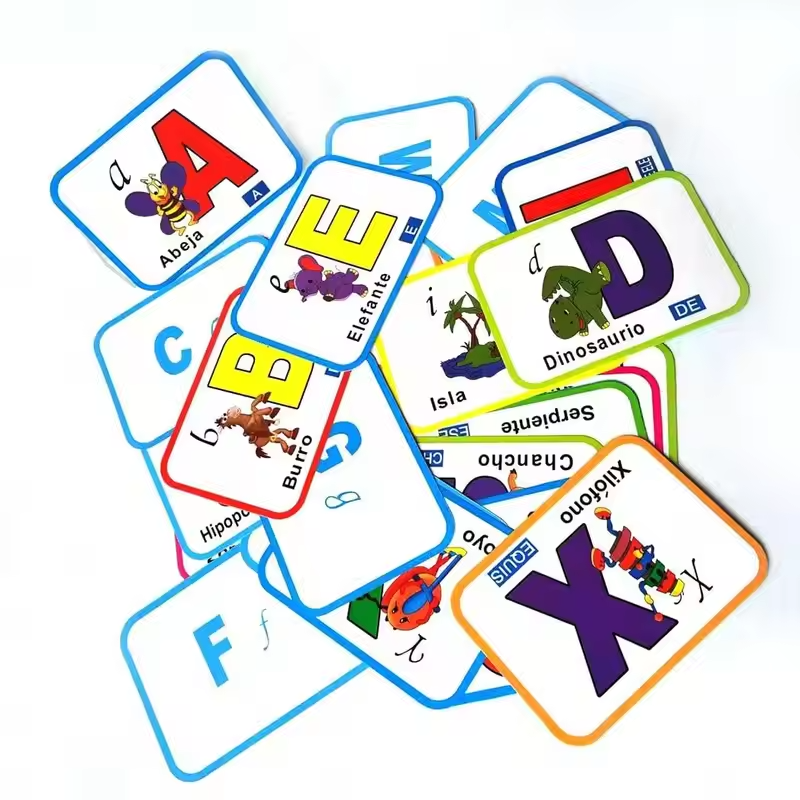28 Spanish alphabet learning cards (15cm x 11cm) Exquisite illustration teaching cards can improve cognitive learning ability