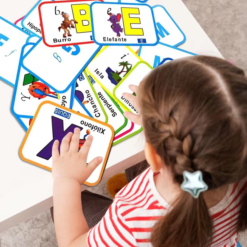 28 Spanish alphabet learning cards (15cm x 11cm) Exquisite illustration teaching cards can improve cognitive learning ability