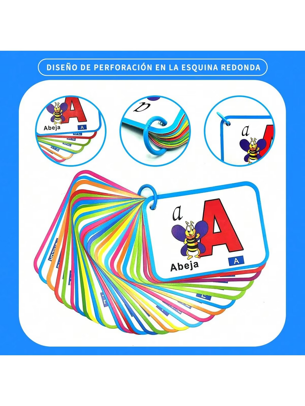 28 Spanish alphabet learning cards (15cm x 11cm) Exquisite illustration teaching cards can improve cognitive learning ability