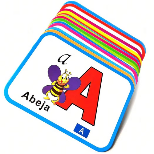 28 Spanish alphabet learning cards (15cm x 11cm) Exquisite illustration teaching cards can improve cognitive learning ability