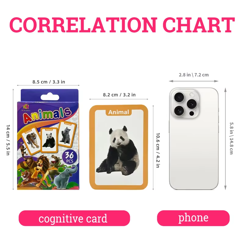Animal letter flashcards, pre-school educational resources for learning numbers, colors, shapes, and fun learning gifts