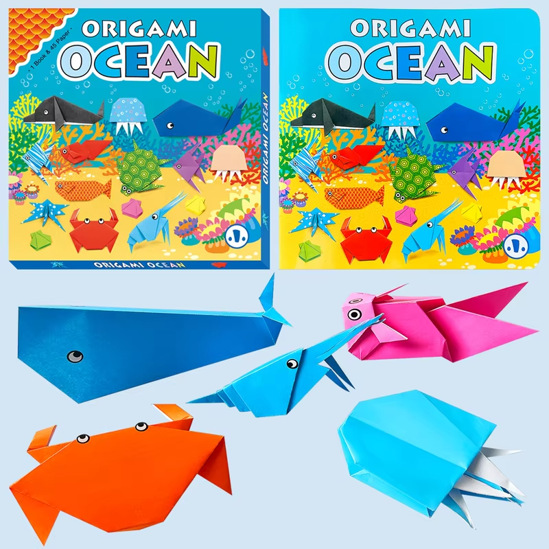 Folding Ocean Set, DIY Folding Techniques, Ocean Animal Folding Books, Improving Hands on Skills, Party Activities