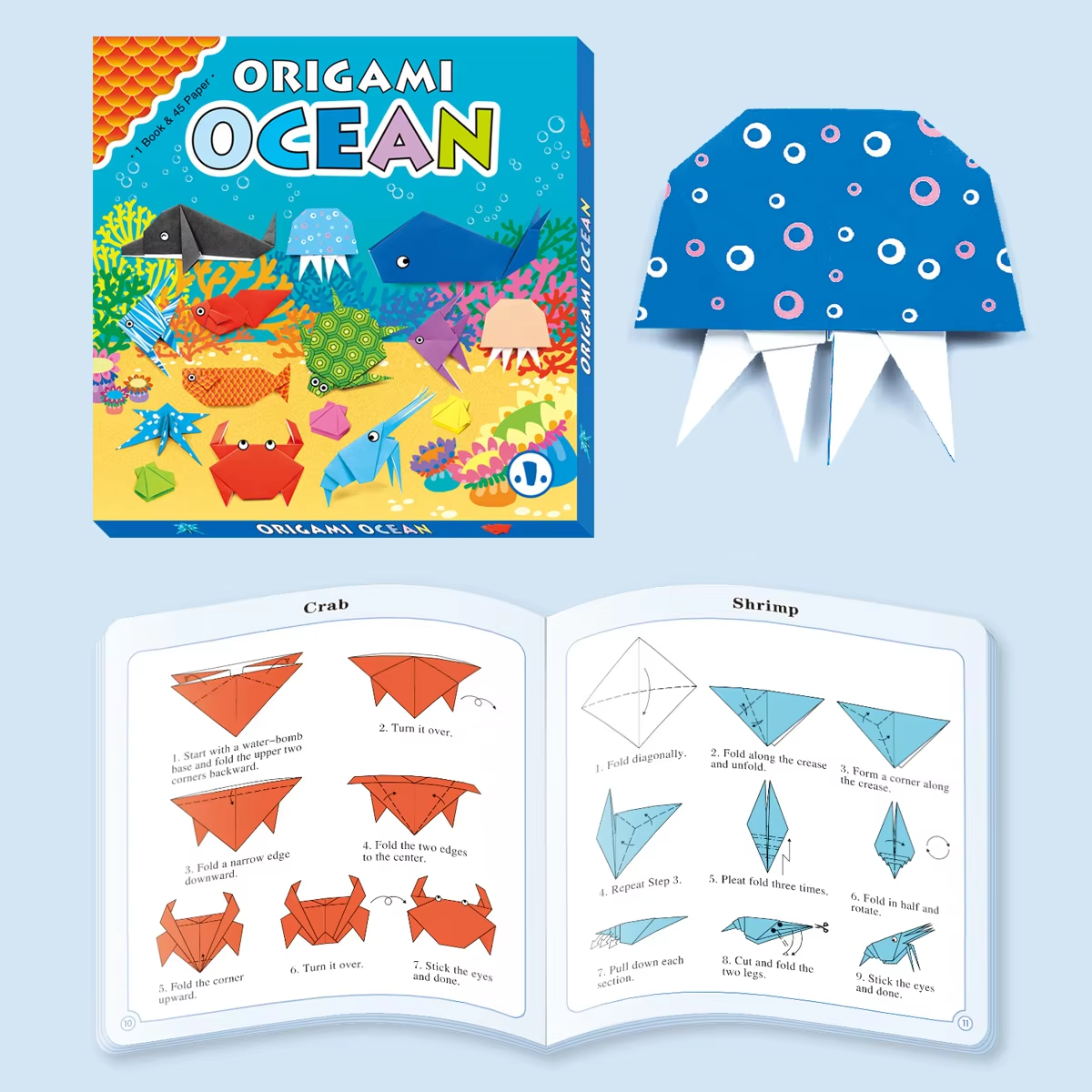 Folding Ocean Set, DIY Folding Techniques, Ocean Animal Folding Books, Improving Hands on Skills, Party Activities